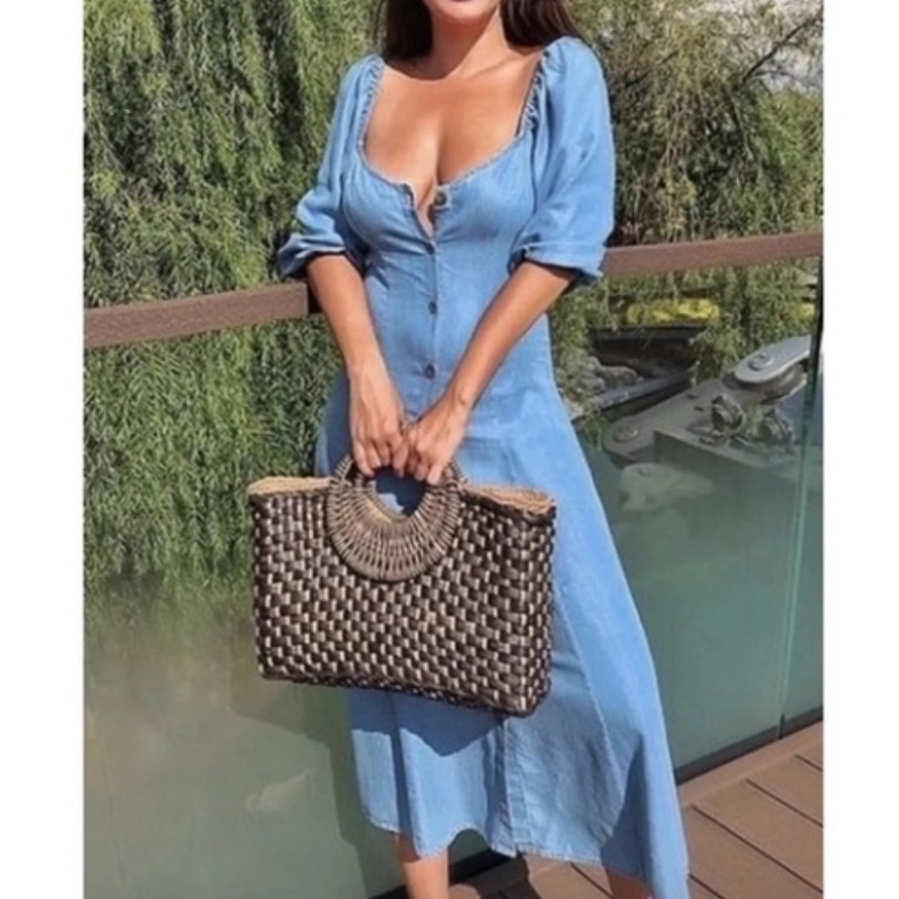 Zara Blue Midi Button Front Lyocell Dress - Picture 4 of 13